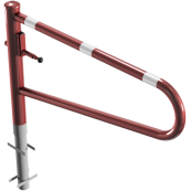 Swiveling gates | for casting in concrete, hot-dip galvanized and red coated with white reflecting stripes | total width: 1500 mm | for padlock